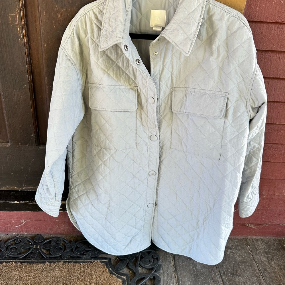 H&M Light Gray Quilted Utility Jacket